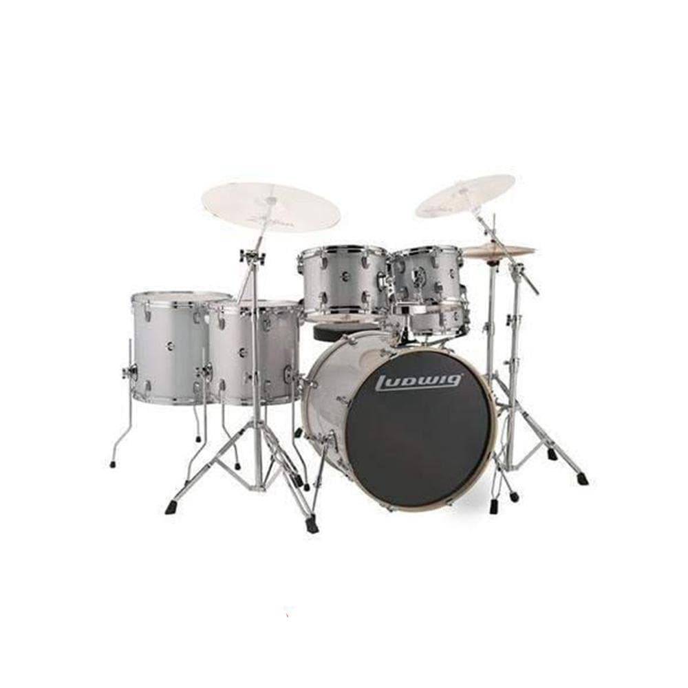 ludwig acoustic drum kits white sparkle ludwig evolution series 6-piece complete acoustic drum kit with hardware #color_white-sparkle