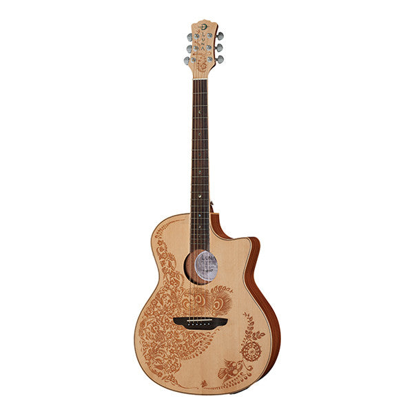 luna guitars electro acoustic guitars luna guitars henna oasis cutaway electro acoustic guitar - satin natural