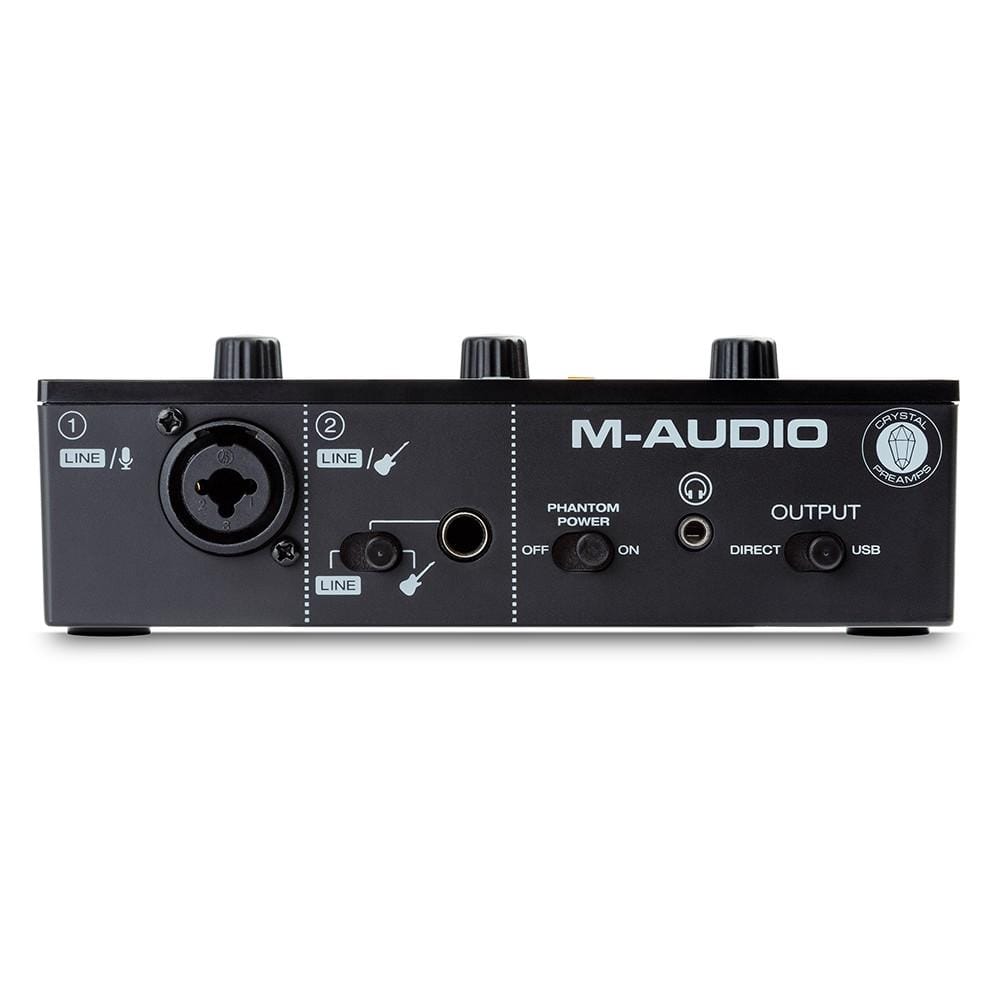 m-audio audio interfaces m-audio m-track solo 2-channel usb audio interface with 1 crystal preamp, phantom power & instrument input - open box