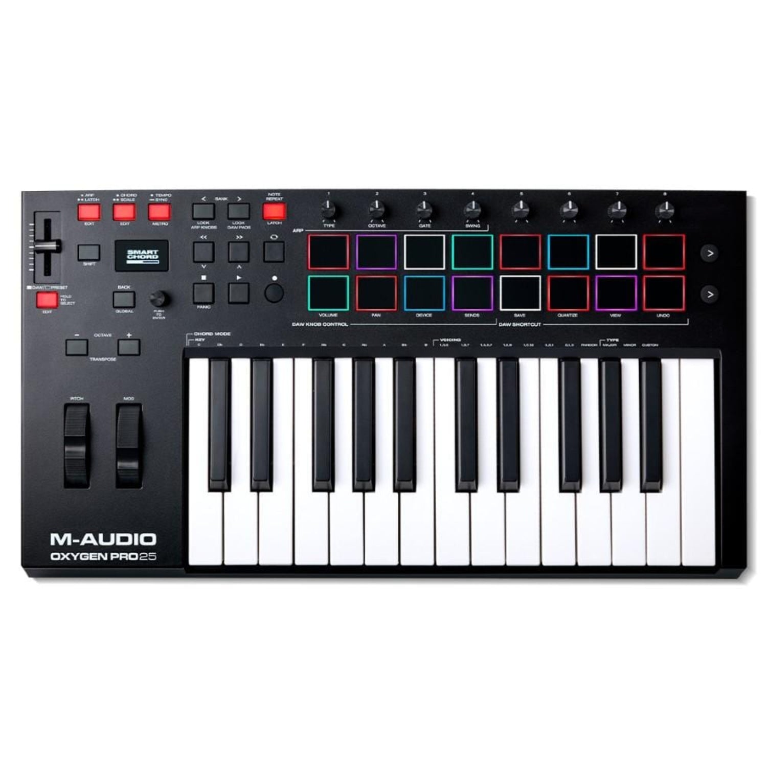m-audio midi keyboards 25 keys m-audio oxygen pro usb powered midi controller with smart controls & auto mapping