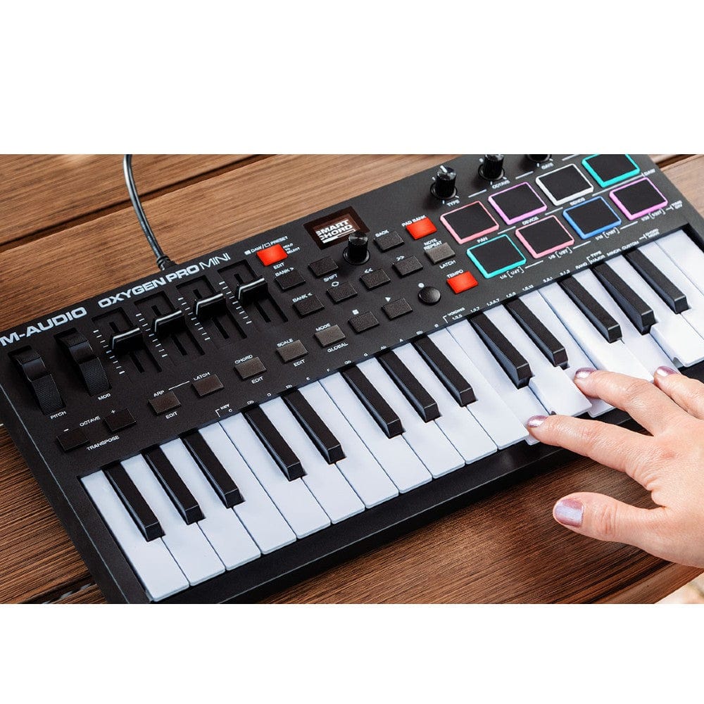m-audio midi keyboards m-audio oxygen pro usb powered midi controller with smart controls & auto mapping