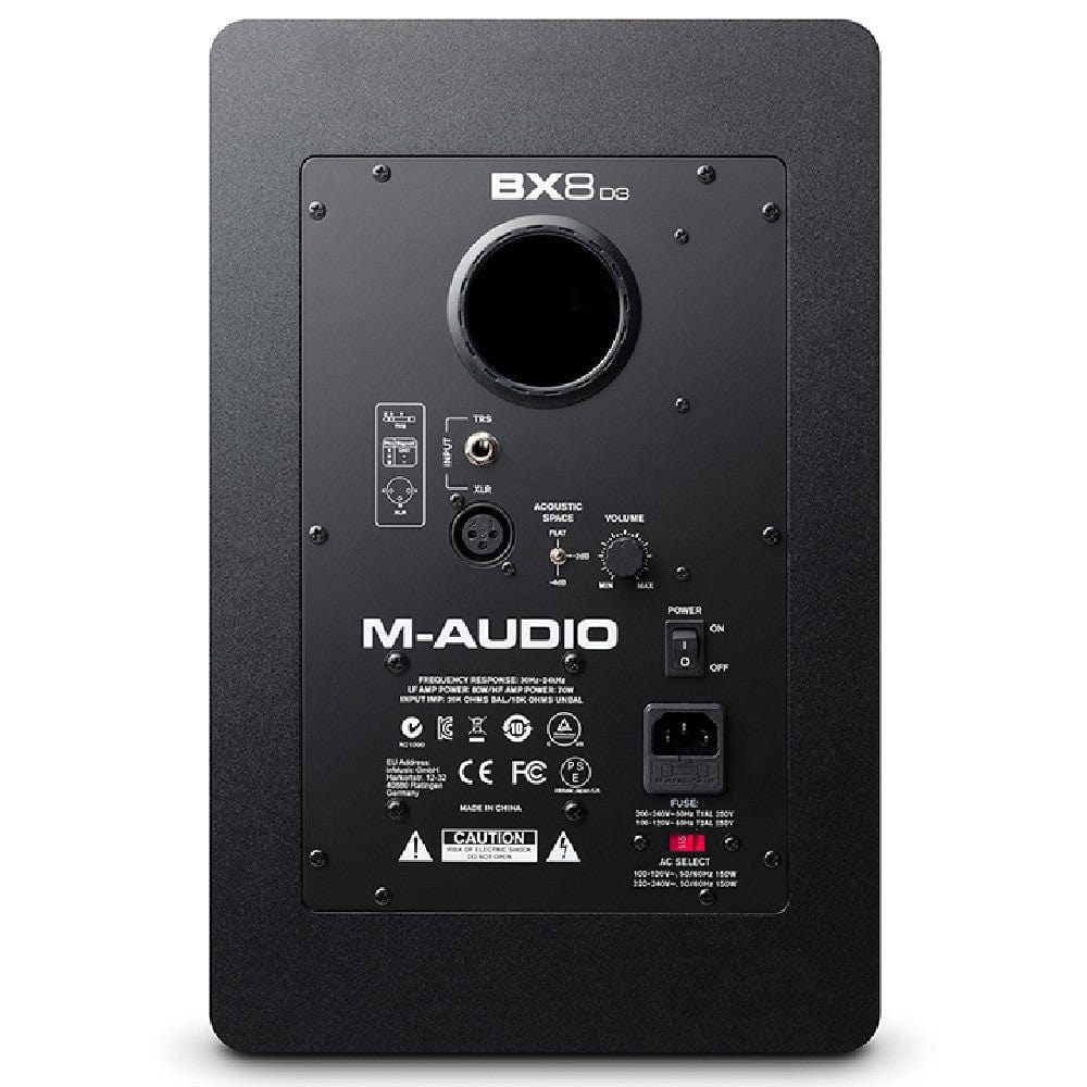 m-audio monitor speakers m-audio bx8 d3 8-inch powered studio reference monitor - single