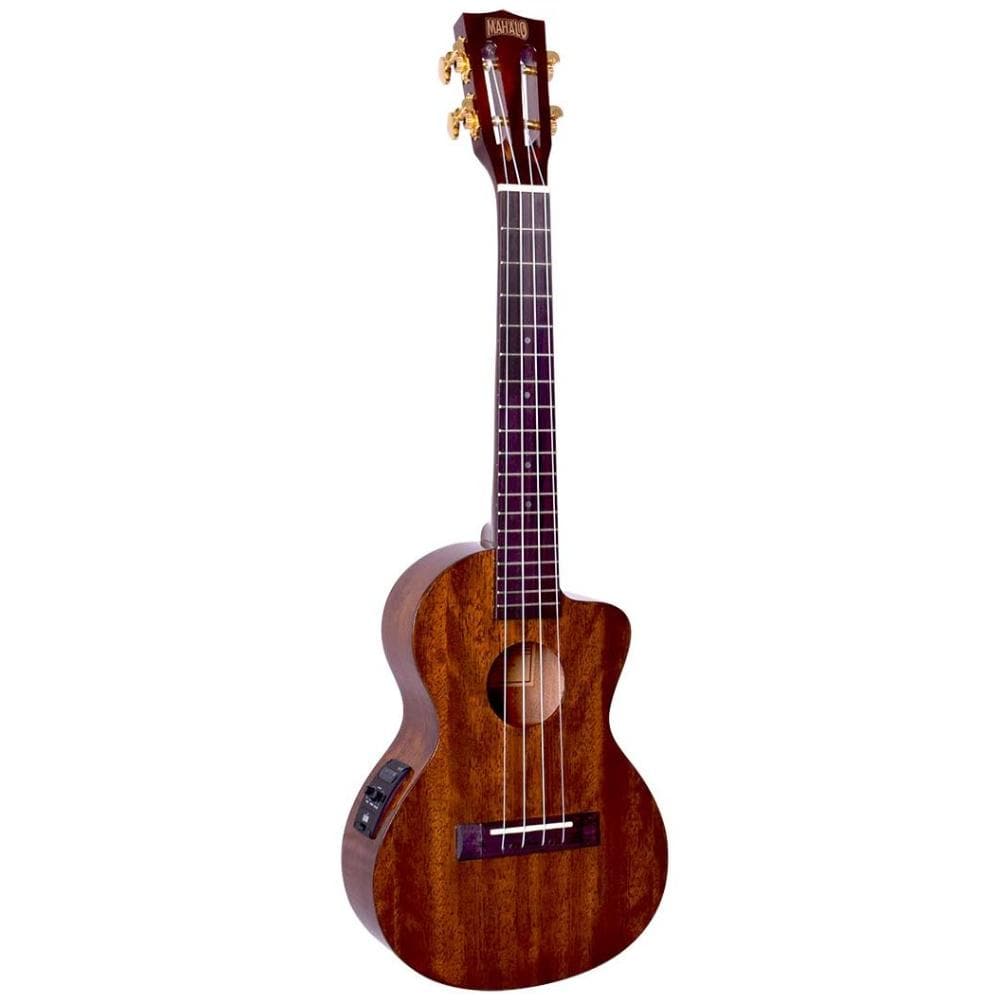 mahalo concert ukuleles transparent brown mahalo mj2ce cutaway concert semi electric ukulele #color_transparent-brown