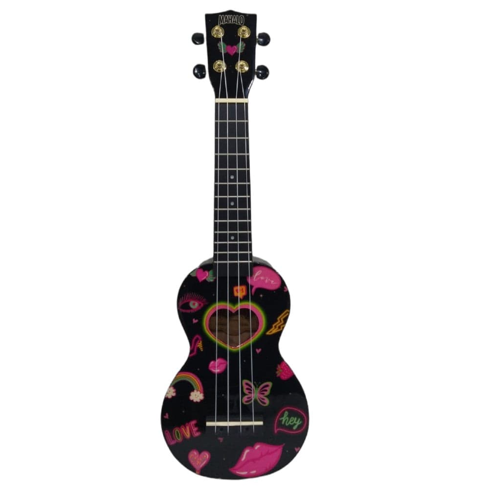 mahalo soprano ukuleles heart - black mahalo art series soprano ukulele with bag #style_heart---black