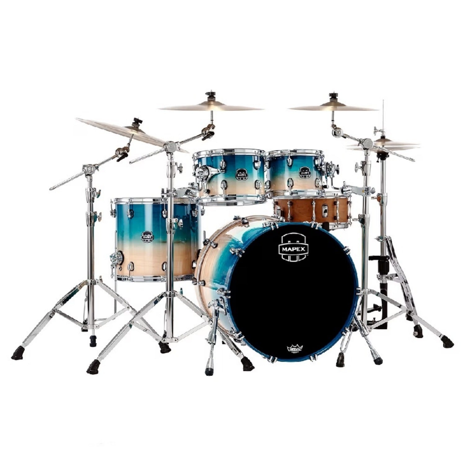 Mapex Acoustic Drum Kits Aqua Fade Mapex SR529X Saturn 4 Piece Hybrid Shell Pack Acoustic Drum Set