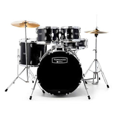 Mapex Acoustic Drum Kits Black Mapex TND5294F Tornado 5Pcs with Hardware Throne & Cymbals Drum Set