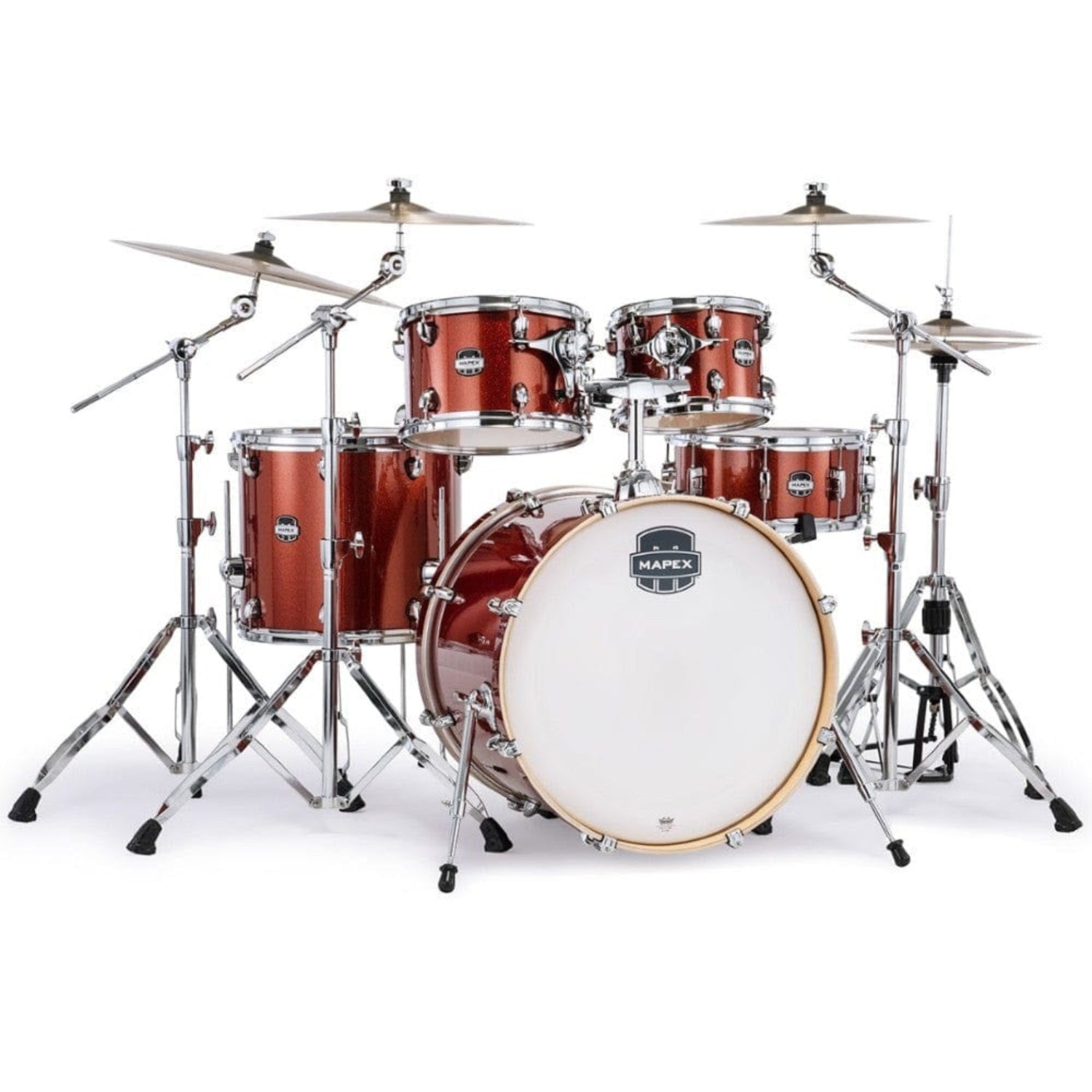 Mapex Acoustic Drum Kits Blood Orange Sparkle Mapex MA529SF Mars Birch 5 Piece Rock Shell Pack