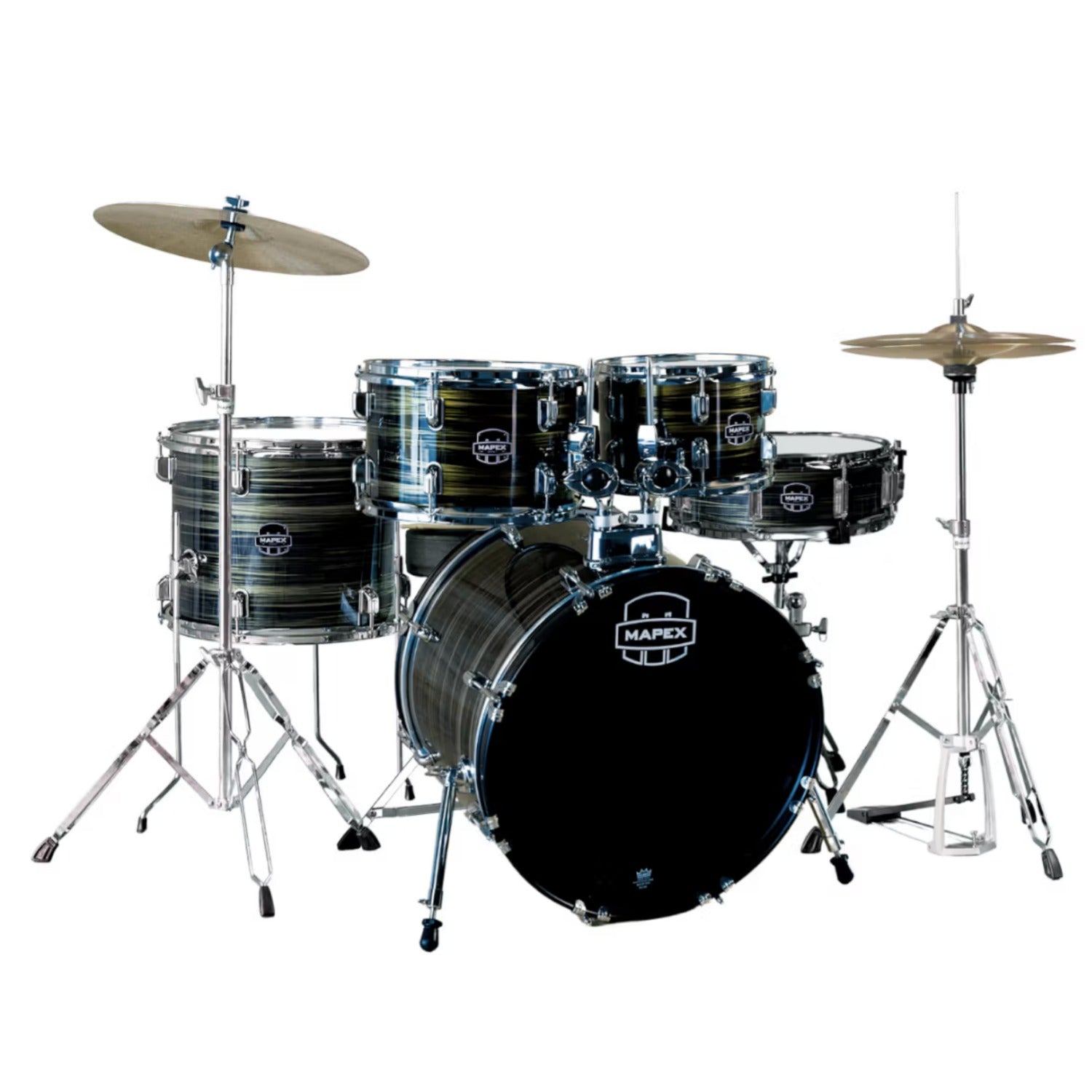 Mapex Acoustic Drum Kits Brown Wood Grain Mapex CM5295FTCFJ Comet 5 Piece Hybrid Acoustic Drum Kit with Hardware Throne & Cymbals