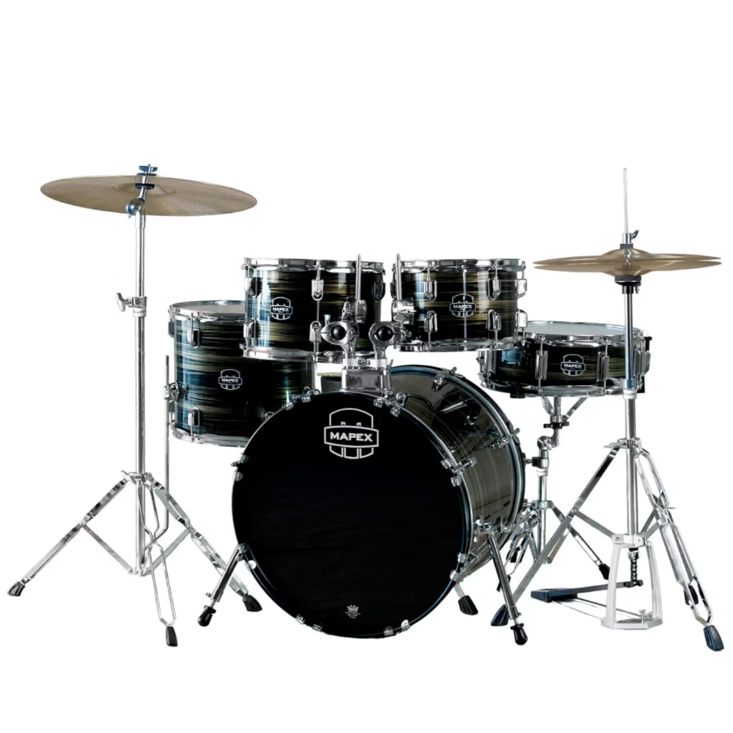 Mapex Acoustic Drum Kits Brown Wood Grain Mapex CM5295FTCFJ Comet 5 Piece Hybrid Acoustic Drum Kit with Hardware Throne & Cymbals