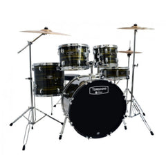Mapex Acoustic Drum Kits Brown Wood Grain Mapex TND5294F Tornado 5Pcs with Hardware Throne & Cymbals Drum Set