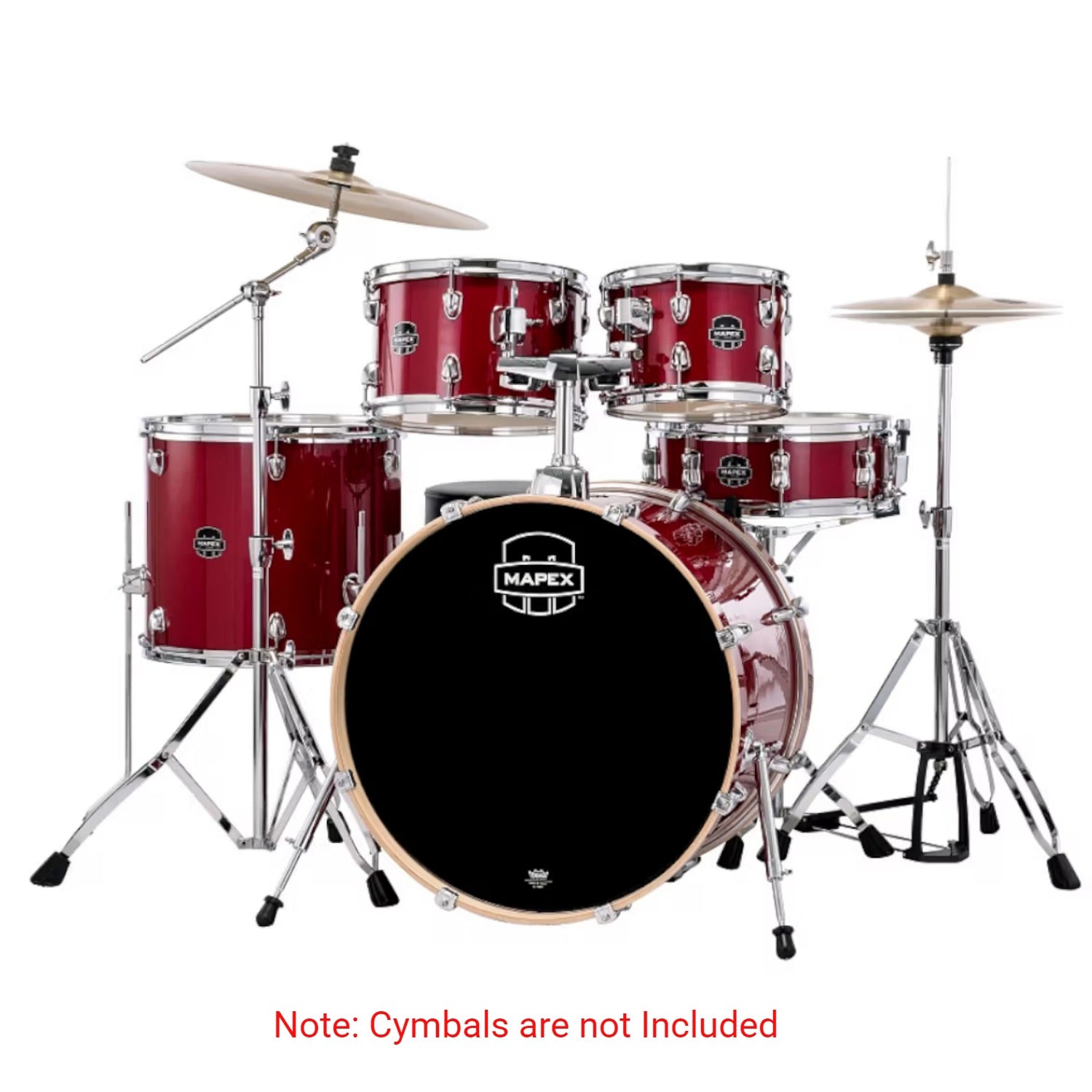 Mapex Acoustic Drum Kits Crimson Red Sparkle Mapex Venus 5Piece Jazz Acoustic Drum Set with Hardware & Throne