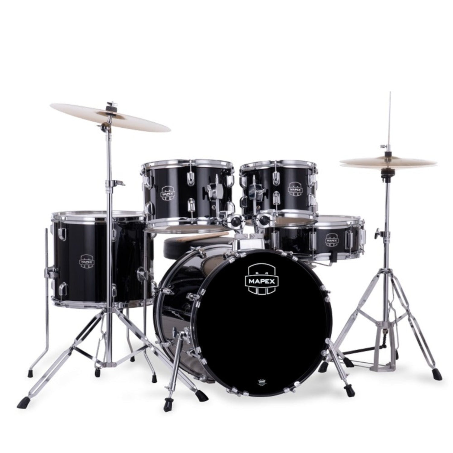 Mapex Acoustic Drum Kits Dark Black Mapex CM5844FTC Jazz Jr Comet 5 Piece Acoustic Drum Set with Hardware Throne & Cymbals