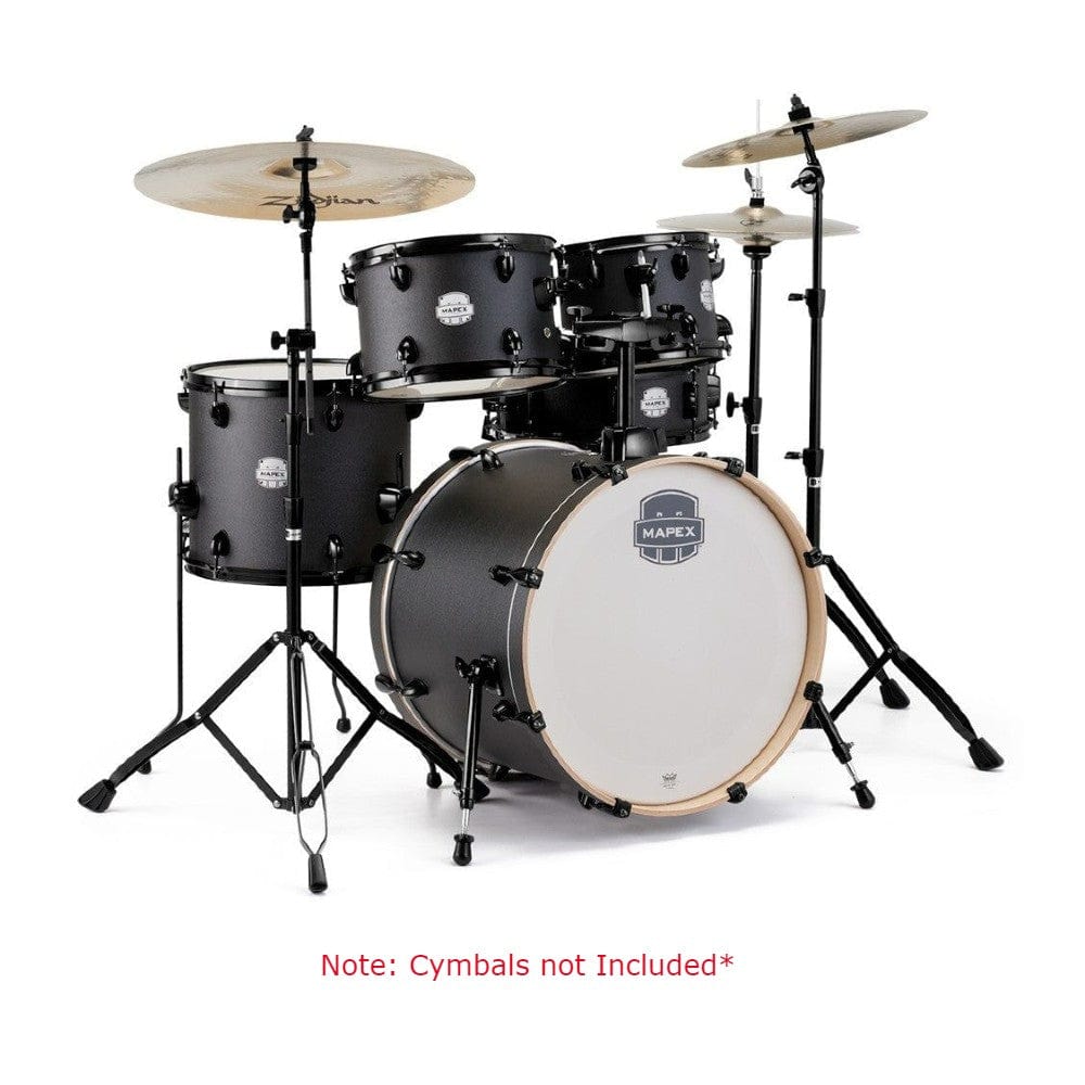 mapex acoustic drum kits deep black / black chrome hardware mapex st5045f storm 5-piece fusion drum set with hardware