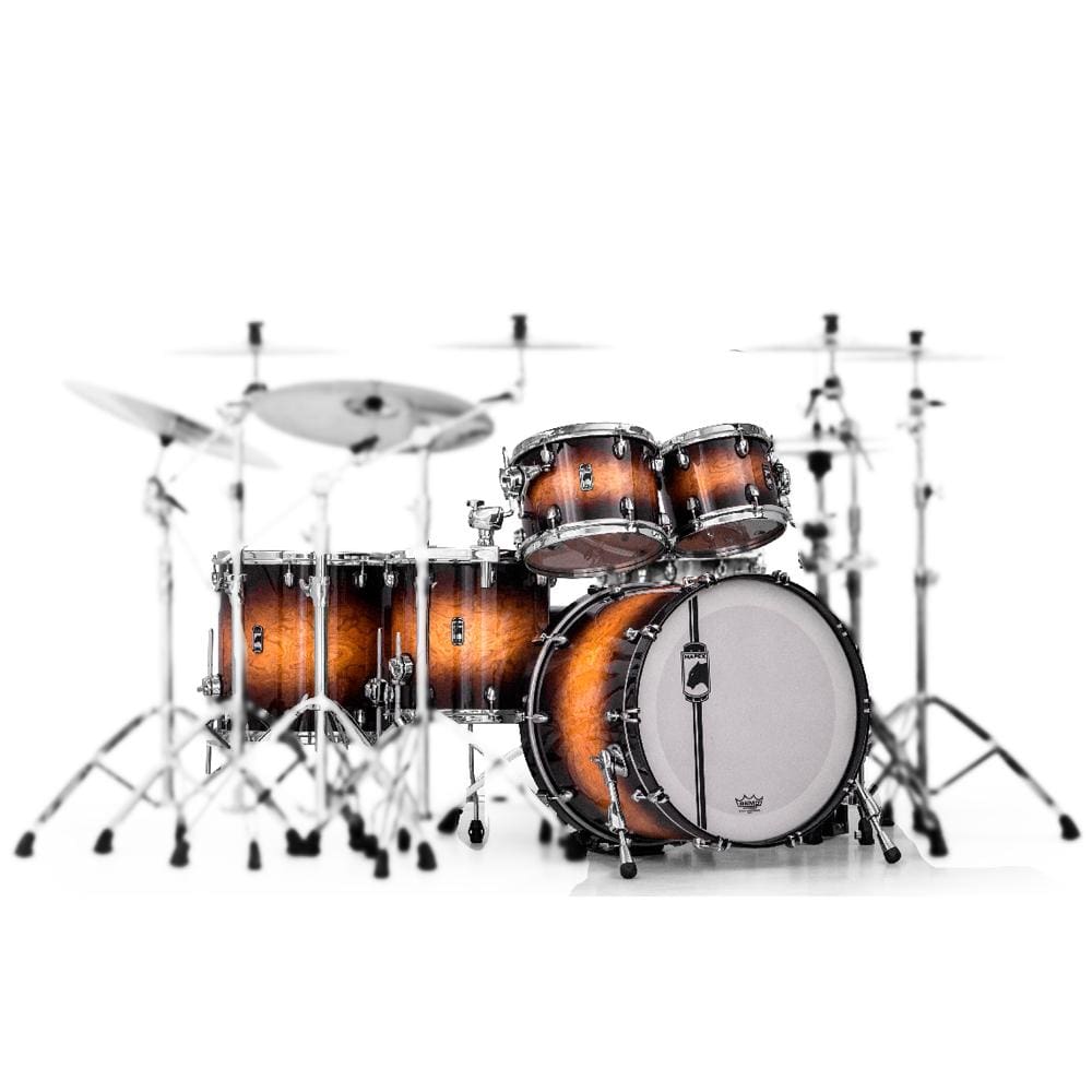 mapex acoustic drum kits mapex bpnv628xcub 5-piece black panther velvetone shell pack drum kit - butter burst burl