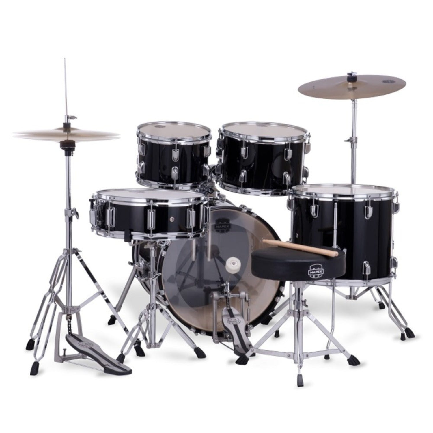 Mapex Acoustic Drum Kits Mapex CM5844FTC Jazz Jr Comet 5 Piece Acoustic Drum Set with Hardware Throne & Cymbals
