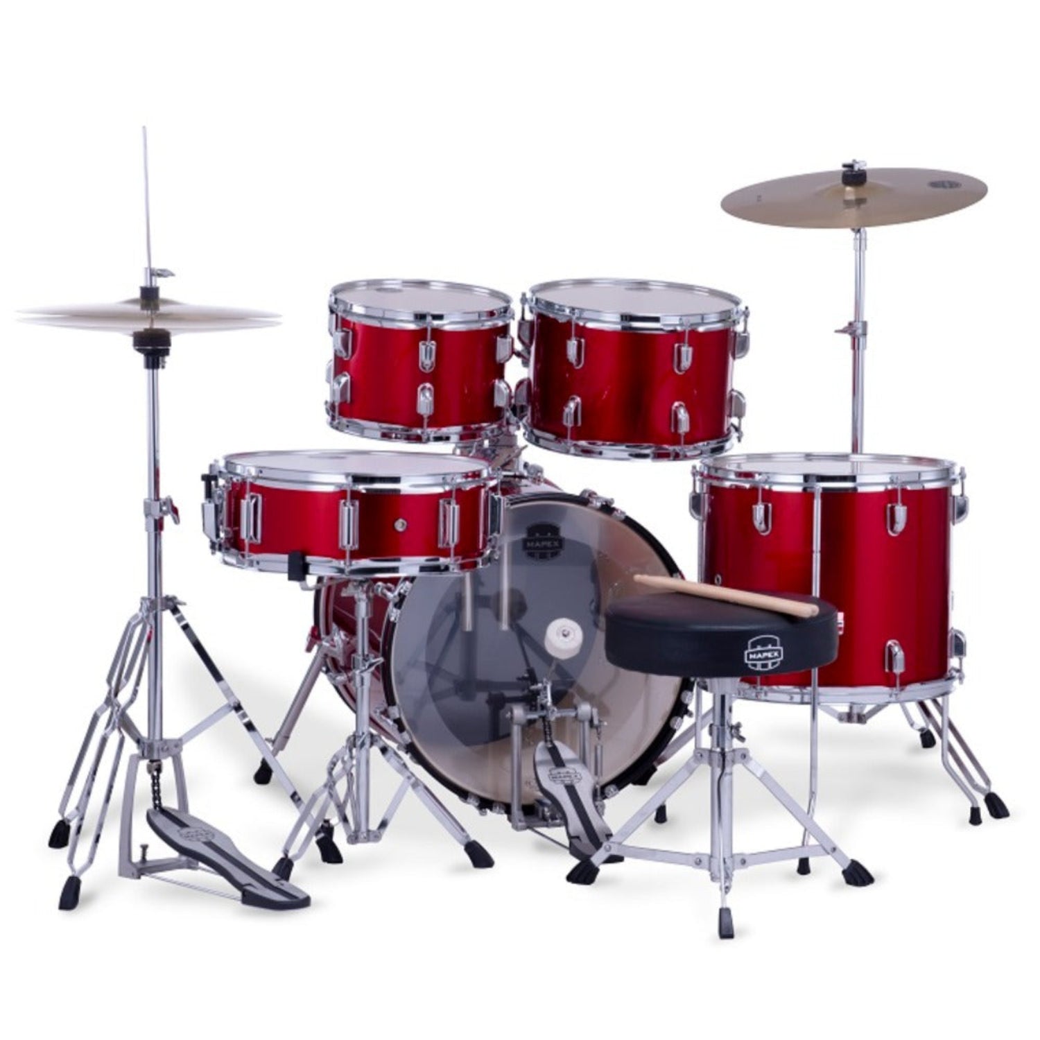 Mapex Acoustic Drum Kits Mapex CM5844FTC Jazz Jr Comet 5 Piece Acoustic Drum Set with Hardware Throne & Cymbals