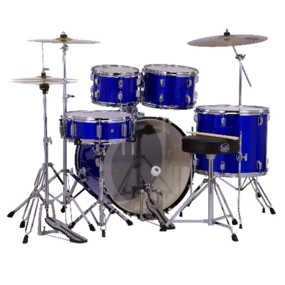 Mapex Acoustic Drum Kits Mapex Comet 5 Piece Hybrid Acoustic Drum Set with Hardware Throne & Cymbals #color_indigo-blue