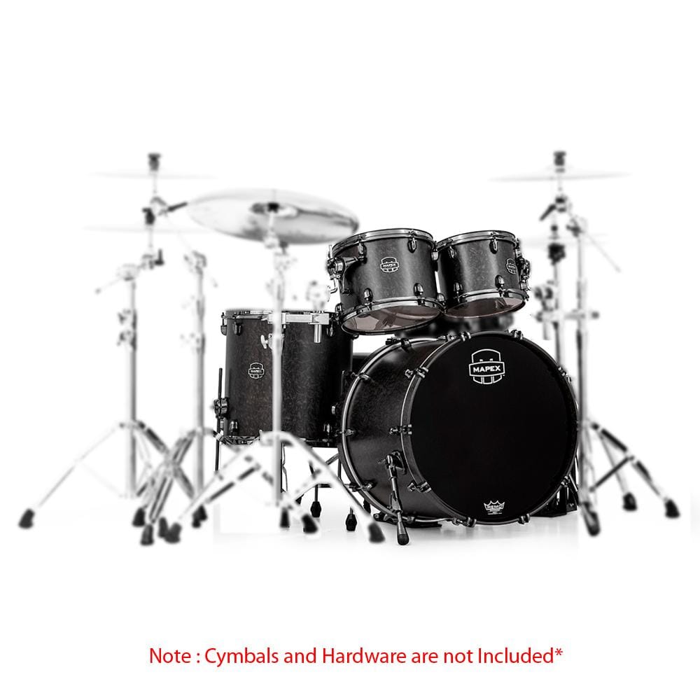 mapex acoustic drum kits mapex sv529x-b-kbf saturn v mh 4-piece shell pack drum kit - satin black maple burl