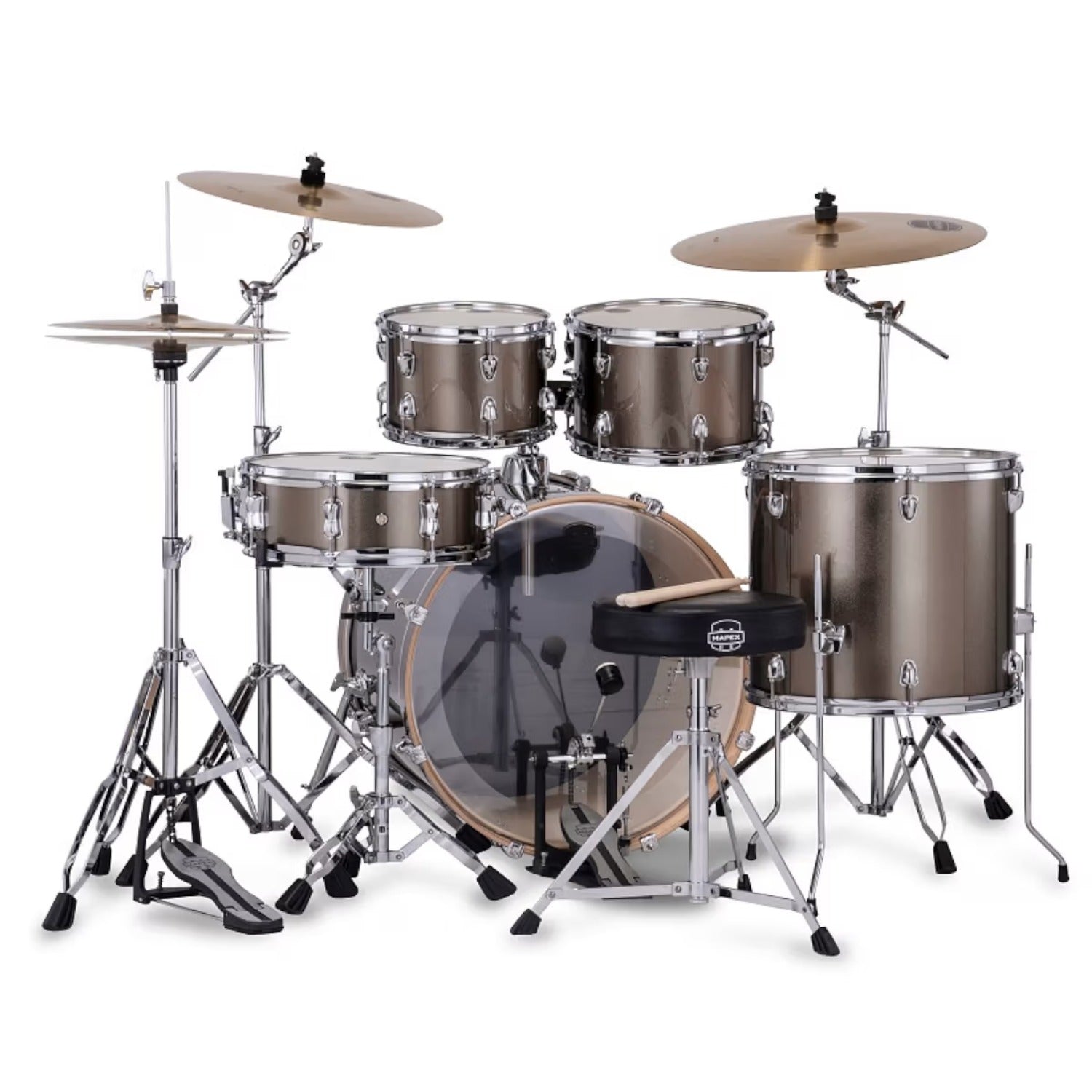 Mapex Acoustic Drum Kits Mapex Venus 5Pcs Hybrid Acoustic Drum Kit with Hardware Cymbals & Throne