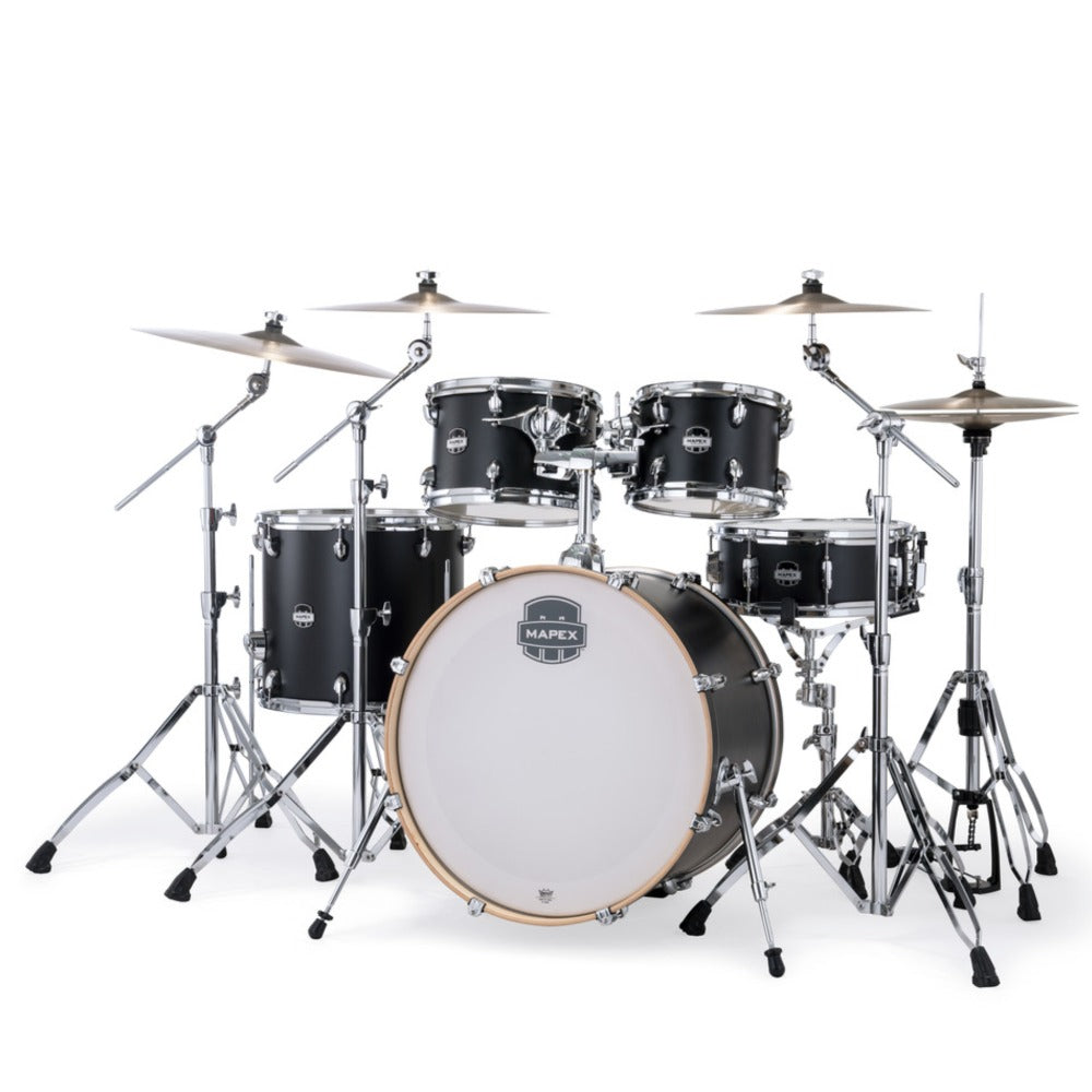 Mapex Acoustic Drum Kits Matte Black Mapex MM529SF Mars Maple Series 5 Piece Hybrid Shell Pack Acoustic Drum Set