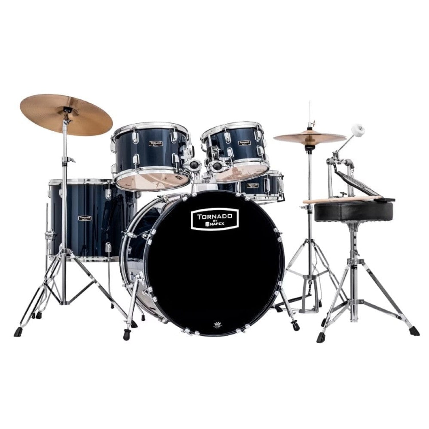 mapex acoustic drum kits royal blue mapex tnd5294f tornado 5pcs with hardware throne & cymbals drum set #color_royal-blue