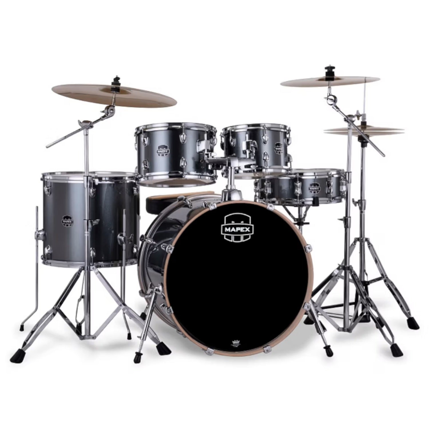 Mapex Acoustic Drum Kits Steel Blue Metallic Mapex Venus 5Pcs Hybrid Acoustic Drum Kit with Hardware Cymbals & Throne