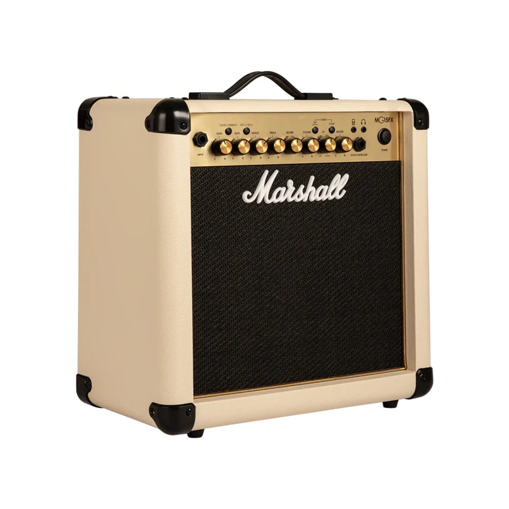 marshall guitar combo amplifiers marshall mg-15gfx gold series 15-watts combo guitar amplifier with effects #color_cream
