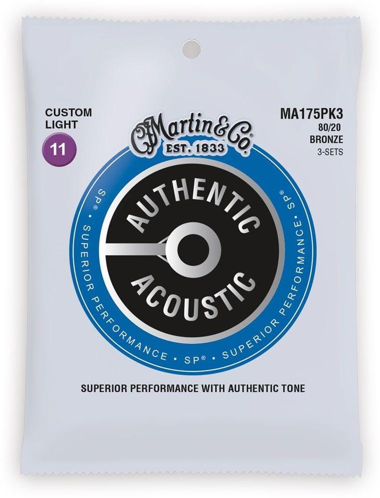 martin acoustic guitar strings custom light .011-.052 martin 80/20 bronze authentic acoustic guitar strings- custom light .011-.052 - 3 packs #size_custom-light-.011-.052