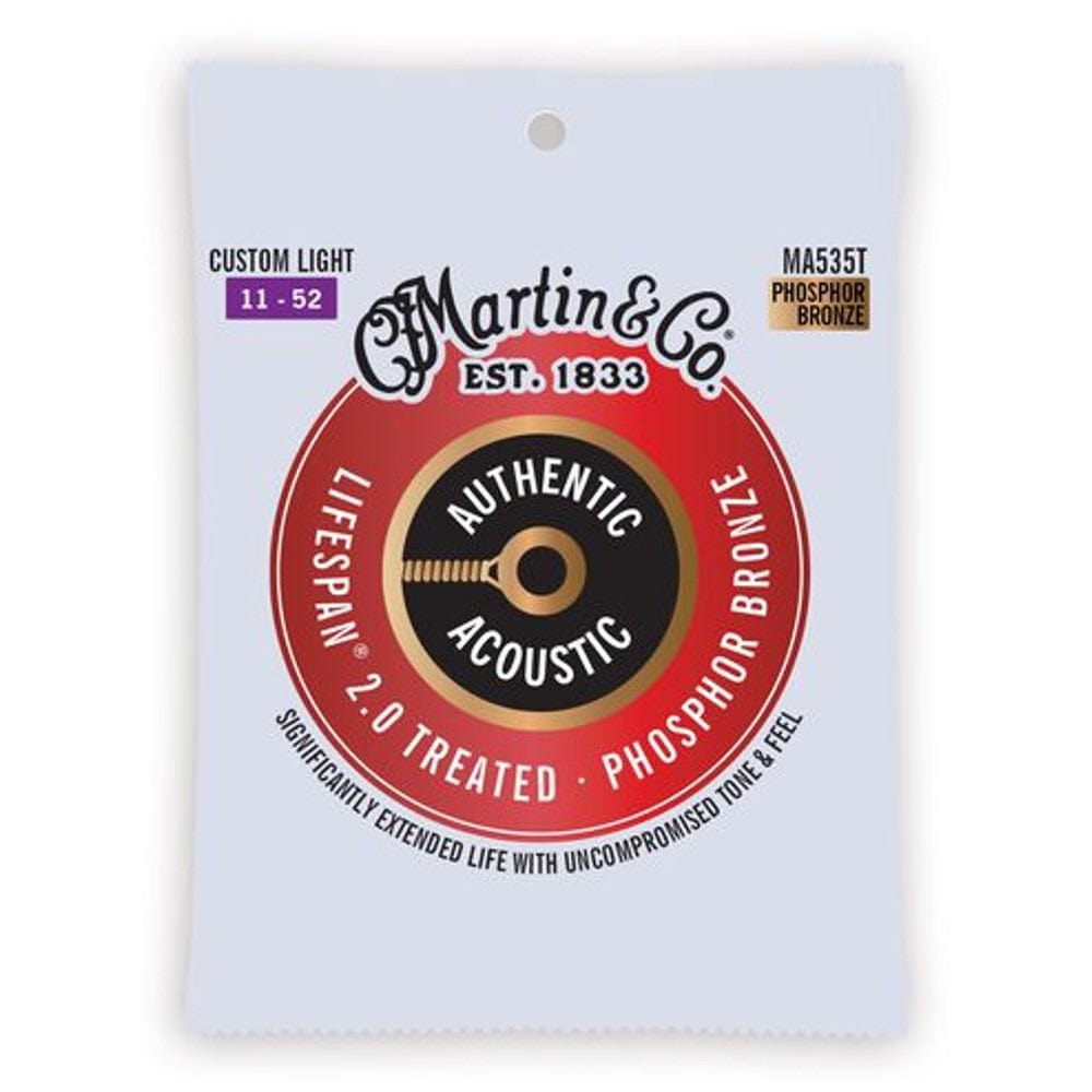 martin acoustic guitar strings martin ma535t authentic lifespan 2.0 phosphor bronze acoustic guitar string - .11-.52