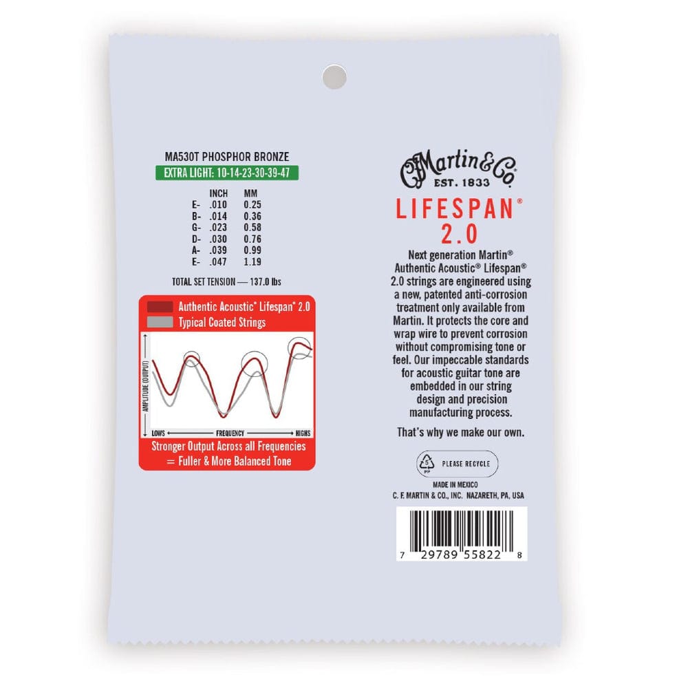 martin acoustic guitar strings martin sp extra light 10-47 phosphor bronze authentic acoustic guitar strings