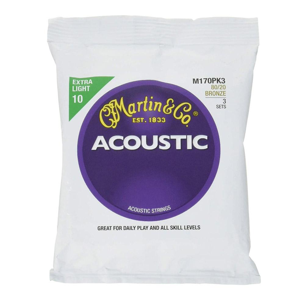 martin guitars acoustic guitar strings martin m170 80/20 acoustic guitar strings extra light