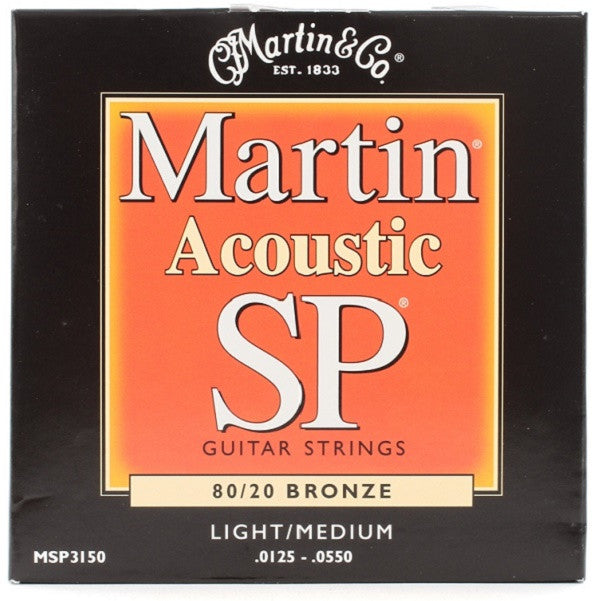 martin guitars acoustic guitar strings martin msp-3150 acoustic guitar strings - 80/20, bronze, light/medium