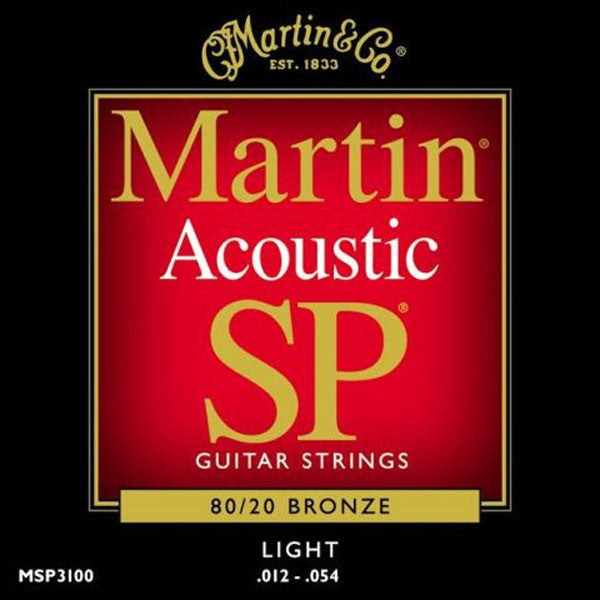 martin guitars acoustic guitar strings martin msp3100 acoustic guitar strings, sp 80/20 - bronze light