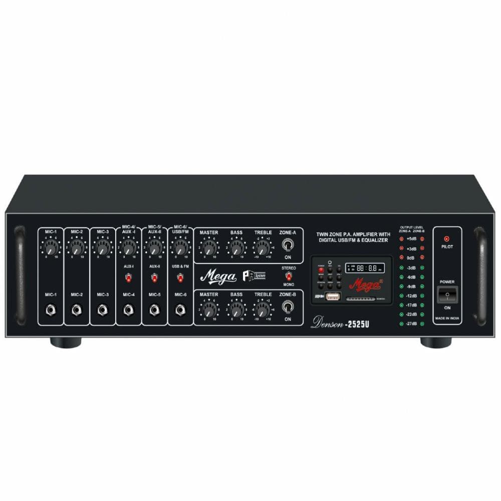 mega power amplifiers mega denson d-2525u twin zone power amplifier