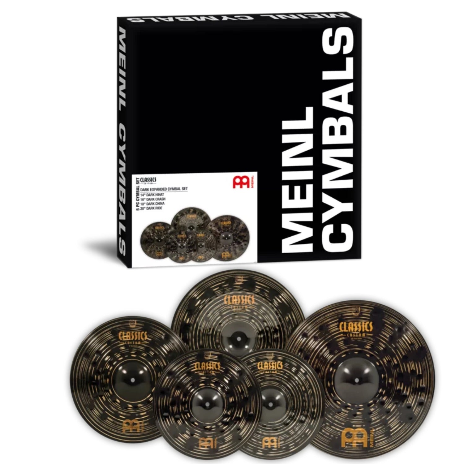 Meinl Cymbal Packs Meinl CCD-CS1 Classics Custom Dark 14"HH 16"Cr 18"Ch 20"Rd Cymbals Set