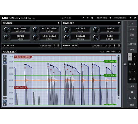 MELDA Virtual Processors MELDA MDrumLeveler Drum Leveling