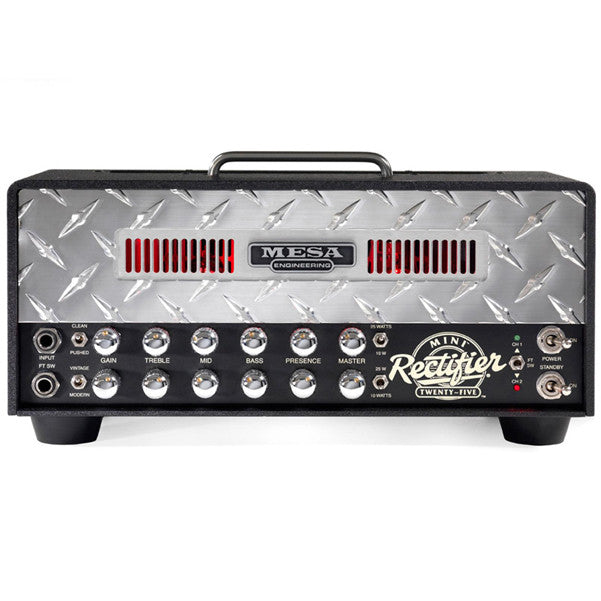 mesa boogie tube amplifiers mesa boogie mini rectifier 25 - 25w tube head w/silver diamond plate