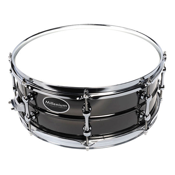 millenium snares millenium 14 x 5.5-inch steel snare drum - black