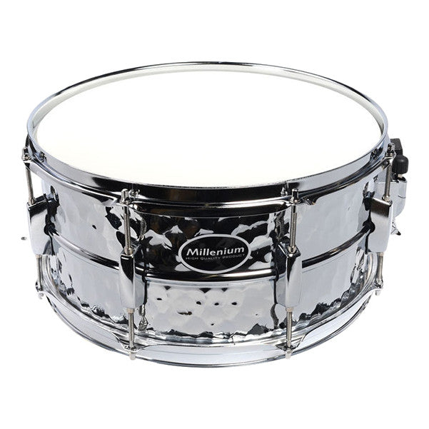 millenium snares millenium 14 x 6.5-inch hammer steel snare drum - silver