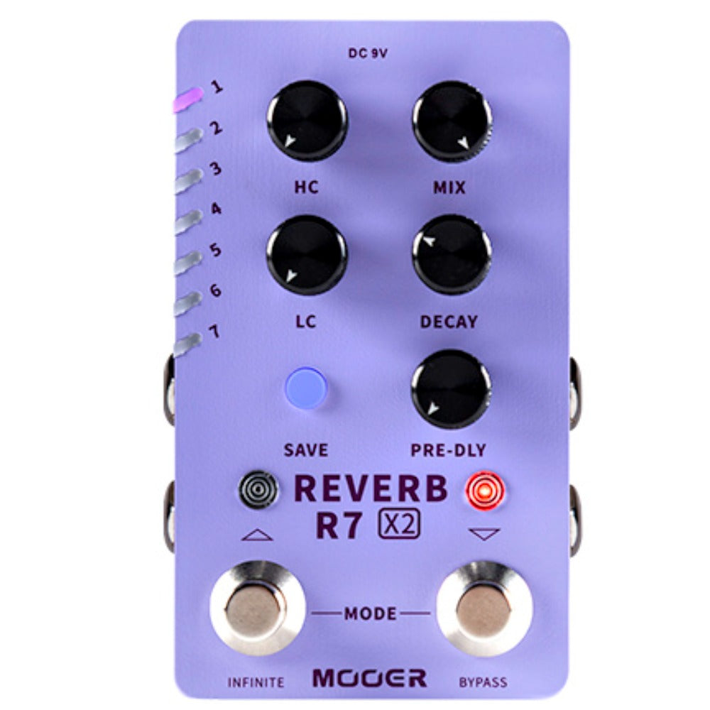 Mooer Reverb Pedals Mooer R7 Reverb X2 Dual Footswitch Stereo Reverb Pedal