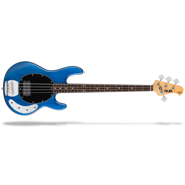 music man bass guitars transparent blue satin sterling by music man s.u.b. ray4 electric bass guitar #color_transparent-blue-satin