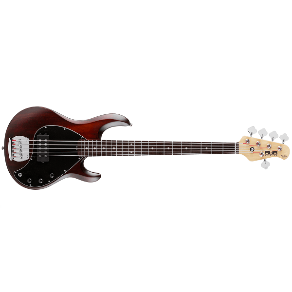 music man bass guitars walnut satin / rosewood sterling by music man s.u.b. ray5 electric bass guitar
