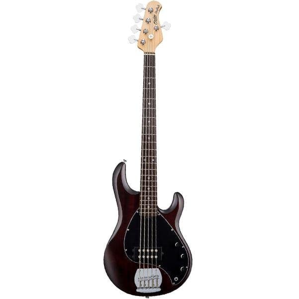 music man bass guitars walnut satin sterling by music man stingray 5 5-string bass guitar #color_walnut-satin