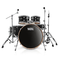 Natal Acoustic Drum Kits Black Natal KAR-F20 Arcadia Series Fusion 20 5-Piece Shell Pack Acoustic Drum Kit with Hardware & Stands