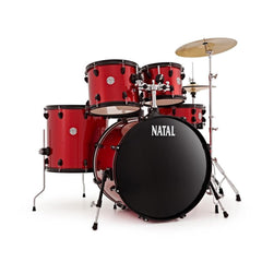 Natal Acoustic Drum Kits Red Natal K-EVB-UF22 Evolution 5-Piece Shell Pack Acoustic Drum Kit with Hardware & Cymbals