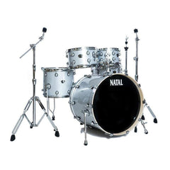 Natal Acoustic Drum Kits White Sparkle Natal KAR-F20 Arcadia Series Fusion 20 5-Piece Shell Pack Acoustic Drum Kit with Hardware & Stands