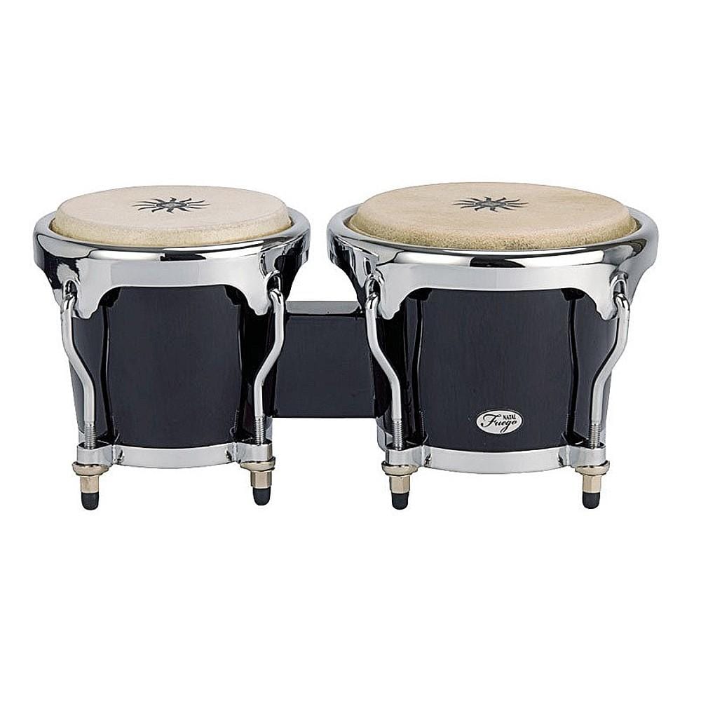 natal bongos gloss black natal nfu67 fuego natural wood bongos with chrome plated hardware