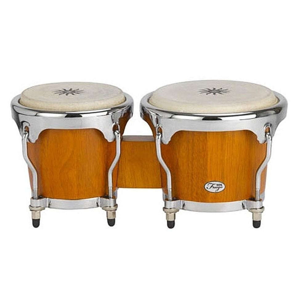 natal bongos matte honey natal nfu67 fuego natural wood bongos with chrome plated hardware #color_matte-honey