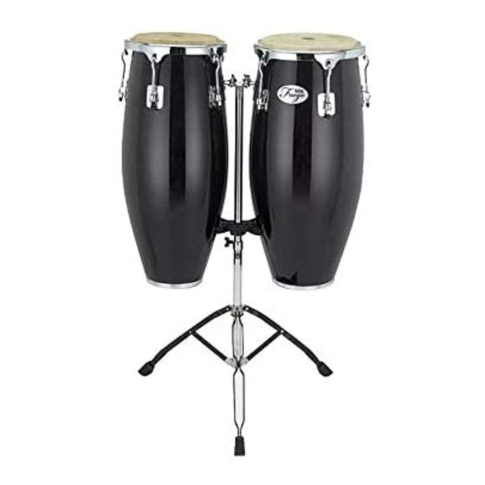 natal congas gloss black natal ngu1011 10 & 11 inch fuego natural wood congas with stand