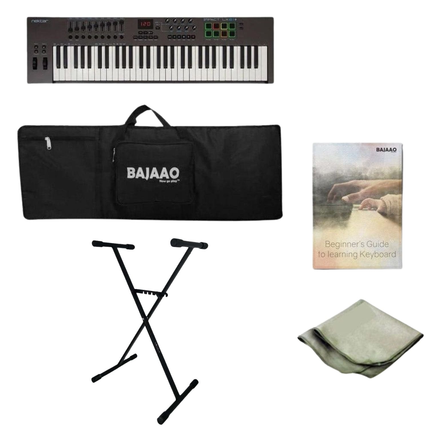 Nektar Keyboard Bundles Nektar Impact LX61+ 61-key Midi Keyboard With Btwig Software, Cloth, Gigbag, Stand & Ebook